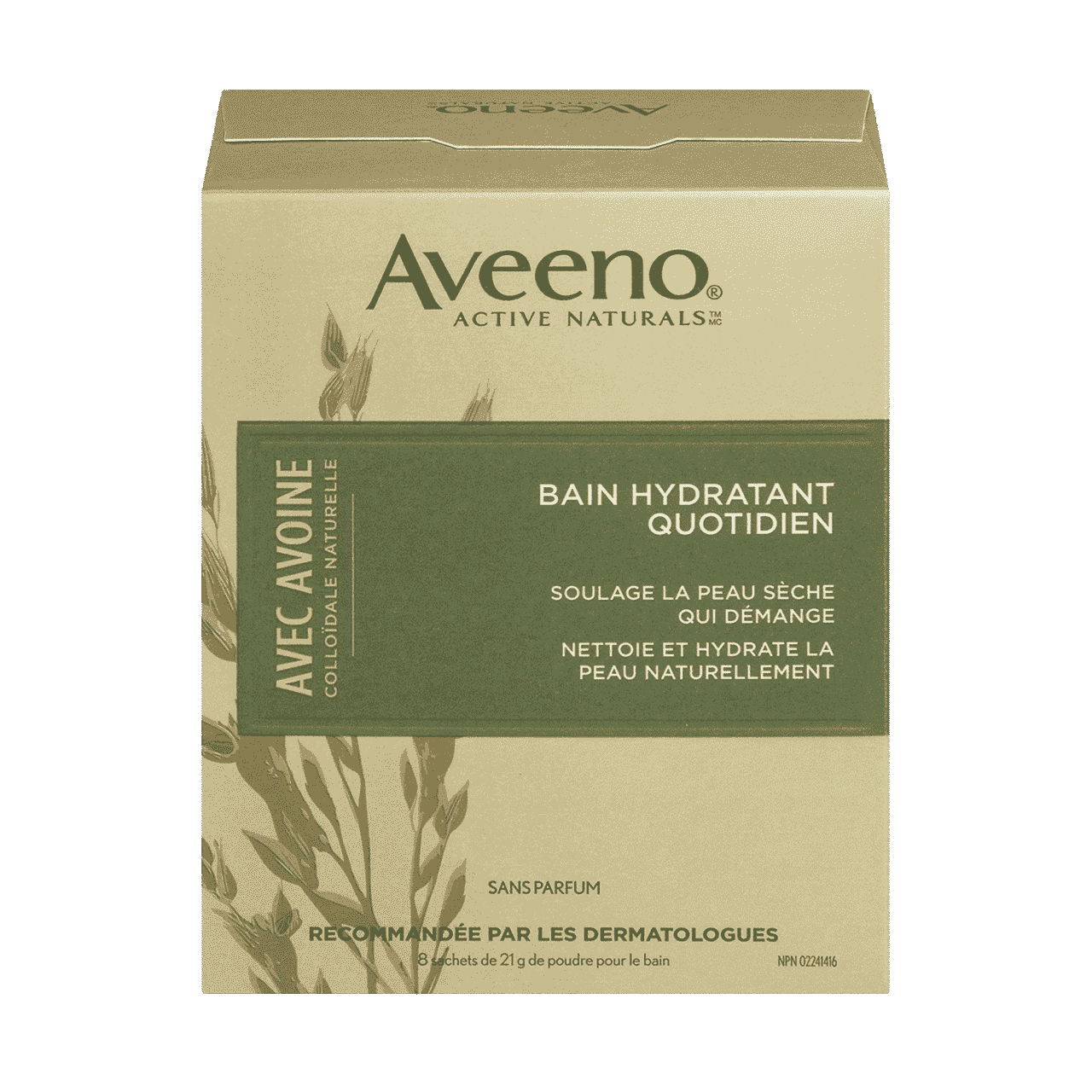 Bain hydratant quotidien AVEENO®, sans parfum, paquet de 8 x 21 g