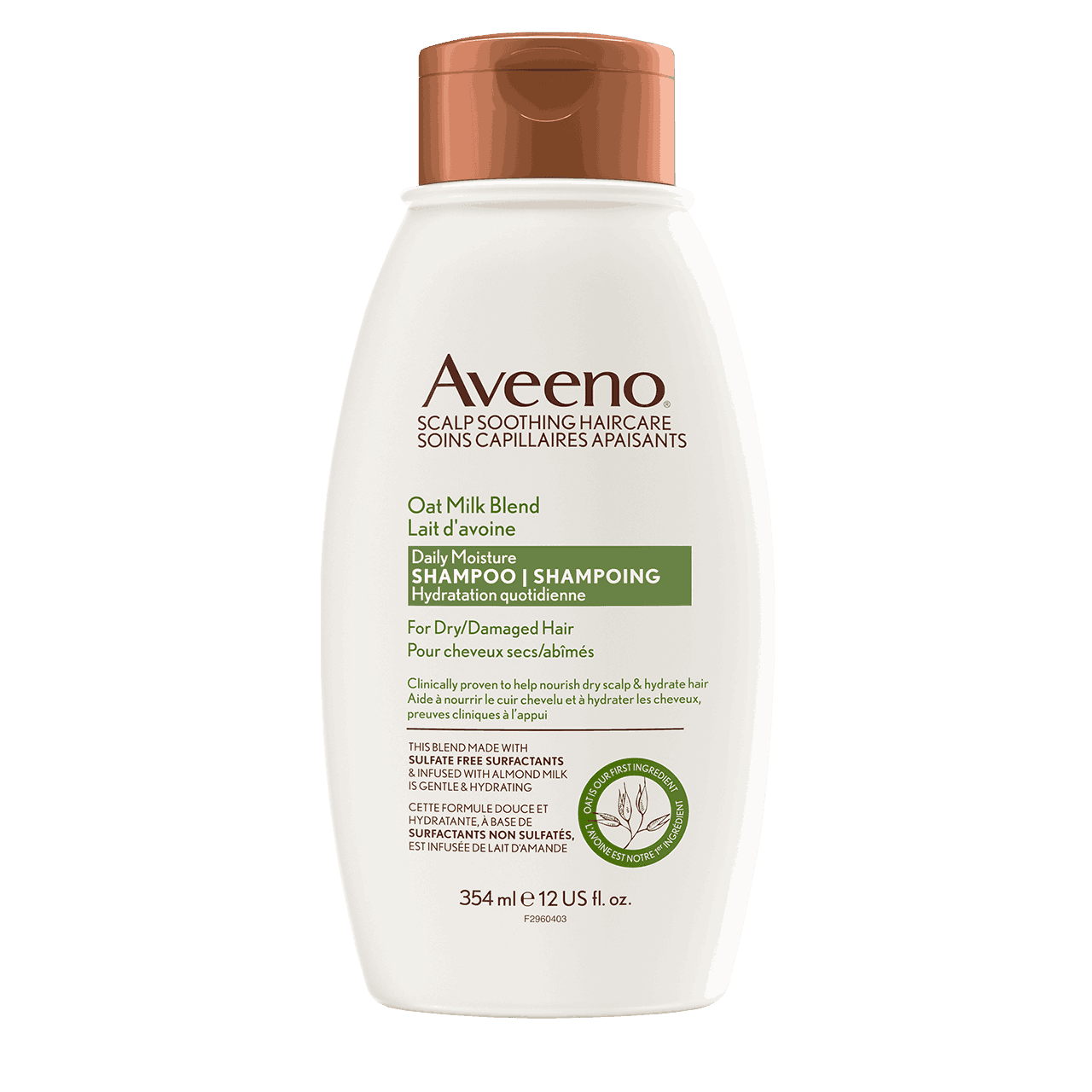Shampoing AVEENO® Lait d’avoine Hydratation quotidienne, Flacon de 354 ml