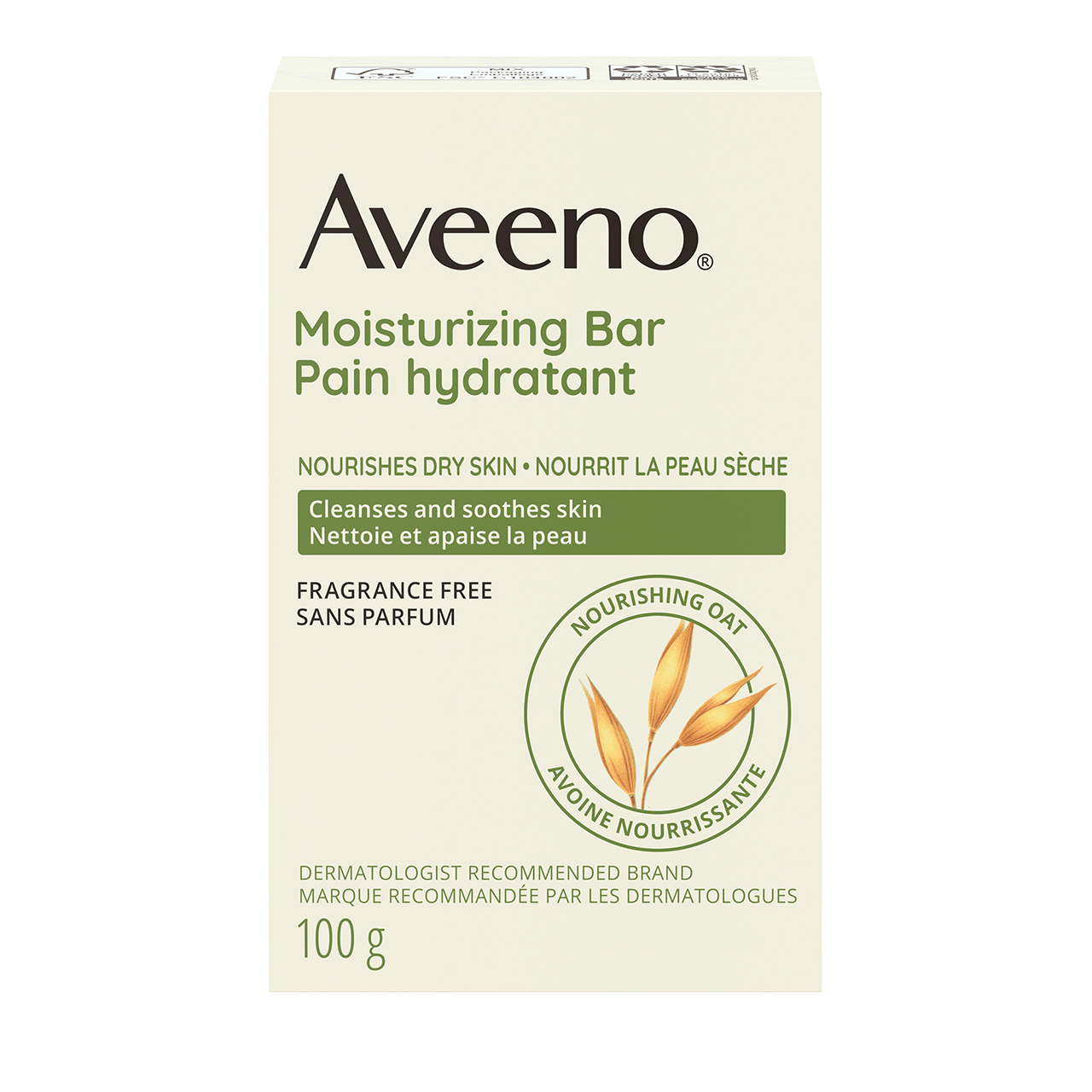 AVEENO® Pain hydratant pour la peau sèche, Sans parfum, 100 g