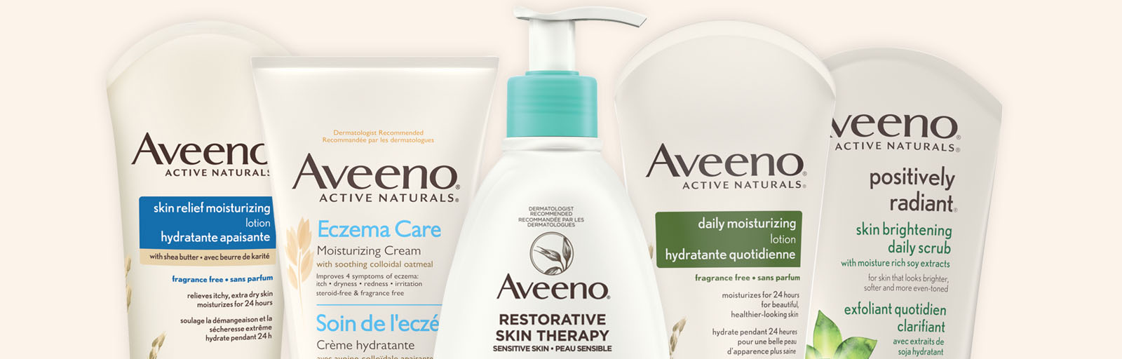 Produits de soins corporels Aveeno, pour une peau hydratée et saine