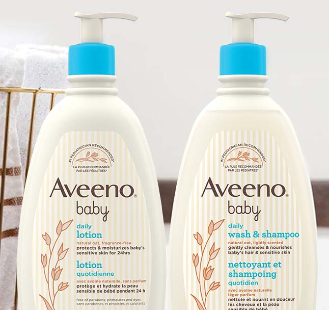 Produits AVEENO® BABY : Lotion quotidienne et gel pour cheveux et corps