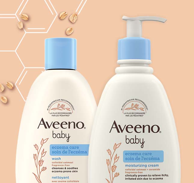 Produits AVEENO® pour bébés : Nettoyant Soin de l'eczéma et Crème hydratante Soin de l'eczéma, Sans parfum